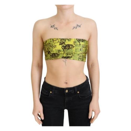 John Galliano Stiligt Cropped Stretch Top Bra Yellow, Dam