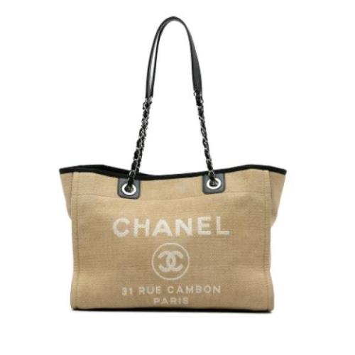 Chanel Vintage Pre-owned Canvas chanel-vskor Beige, Dam