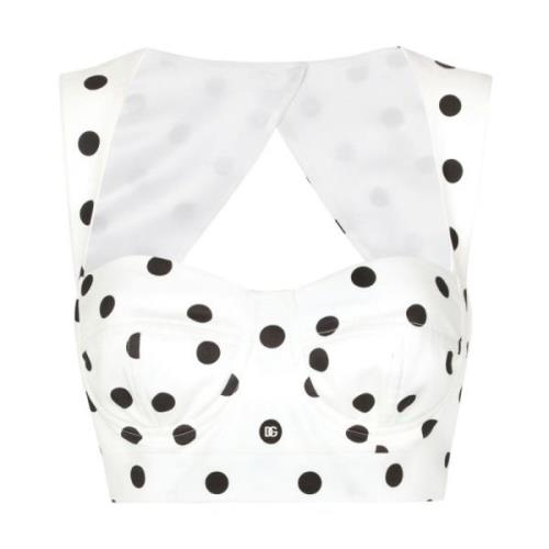 Dolce & Gabbana Polka Dot Bustier Top White, Dam