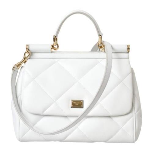 Dolce & Gabbana Vadderad läder axelväska White, Dam