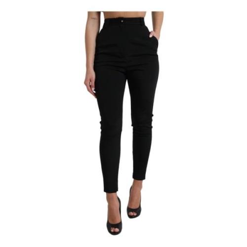 Dolce & Gabbana Hög Midja Skinny Byxor Dragkedja Black, Dam