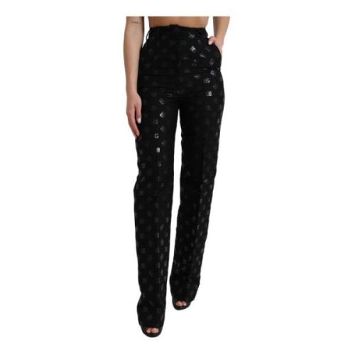 Dolce & Gabbana Logo High Waist Straight Pants Black, Dam