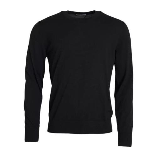 Dolce & Gabbana Svart Ullstickad Crew Neck Tröja Black, Herr