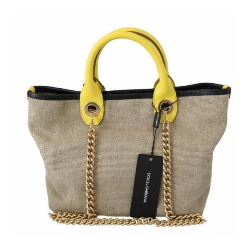 Dolce & Gabbana Beige Axelrem Sling Tote Väska Beige, Dam