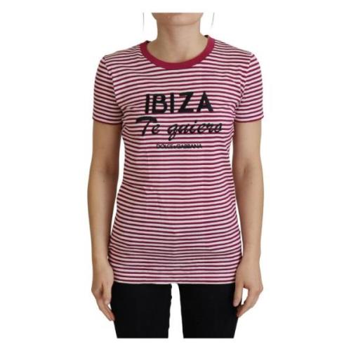 Dolce & Gabbana Exklusivt Randigt Ibiza T-shirt Pink, Dam