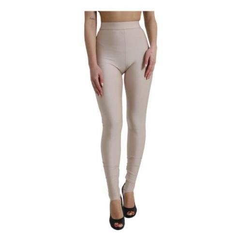 Dolce & Gabbana Beige High Waist Slim Leggings Byxor Beige, Dam