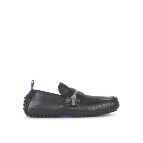 Burberry Svarta Läderloafers med B-Cut Dragkedja Black, Herr