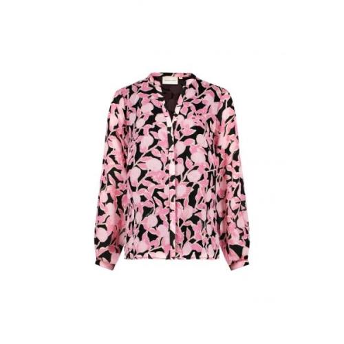 Fabienne Chapot Blommig Rosa V-Ringad Blus Pink, Dam