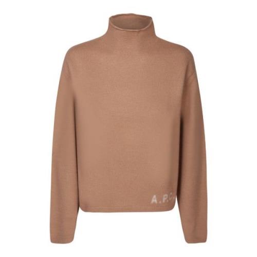 A.p.c. Minimalist Logo Print Wool Sweater Brown, Dam