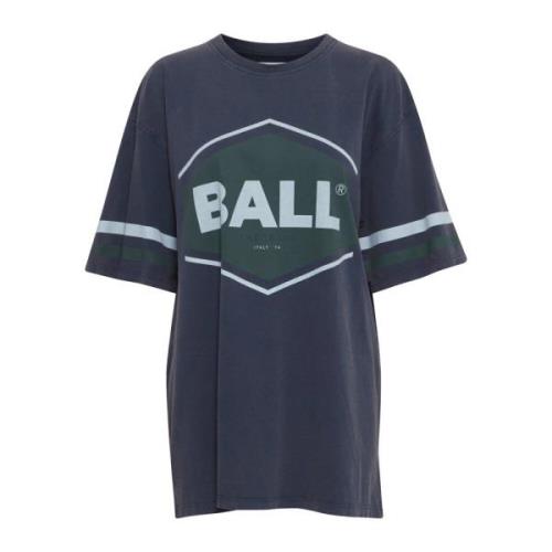 Ball Sportig Oversize Tee med Randigt Tryck Blue, Dam