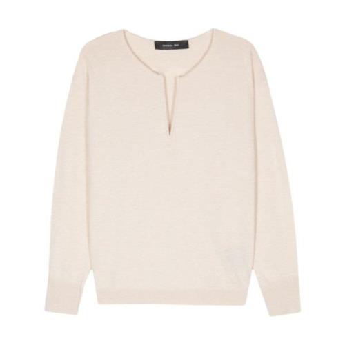 Federica Tosi V-Neck Sweater Maglia Svollo Beige, Dam