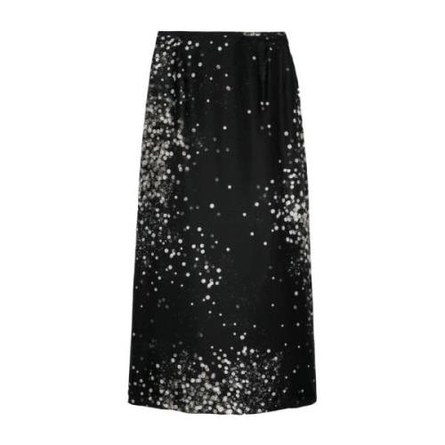 Alysi Stardust Slipped Midi Kjol Black, Dam