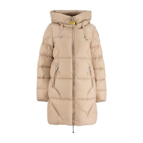 Parajumpers Lång Dunjacka i Nylon Taffeta Beige, Dam