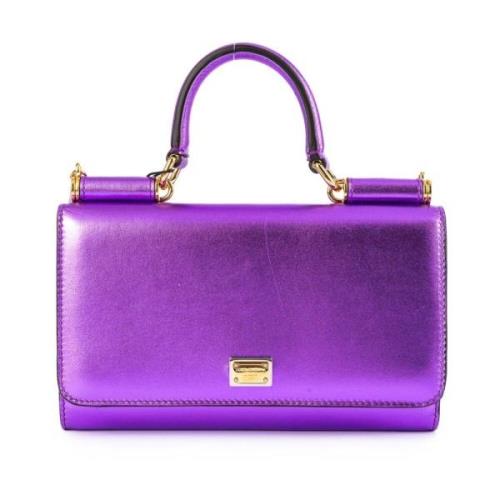 Dolce & Gabbana Kvinnor Liten Clutch Läder Väska Purple, Dam