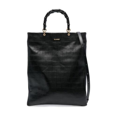 Jil Sander Svart Bambu Shopper Medium Väska Black, Dam