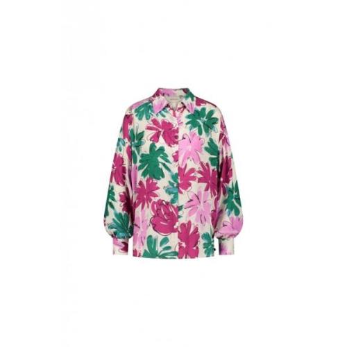 Fabienne Chapot Grön Rosa Blommig Oversized Blus Multicolor, Dam