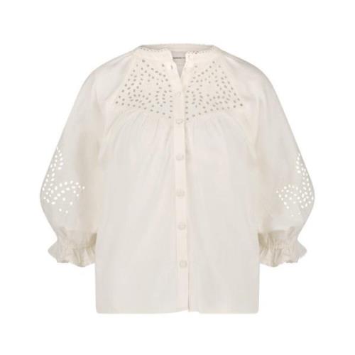 Fabienne Chapot Blus med volangkrage White, Dam