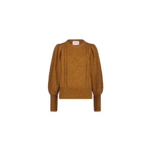 Fabienne Chapot Hjärt Detalj Ballongärm Pullover Brown, Dam