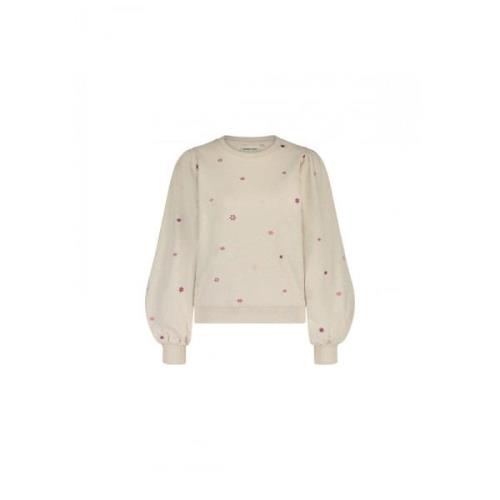 Fabienne Chapot Beige Ballongärm Bomullsweater Beige, Dam