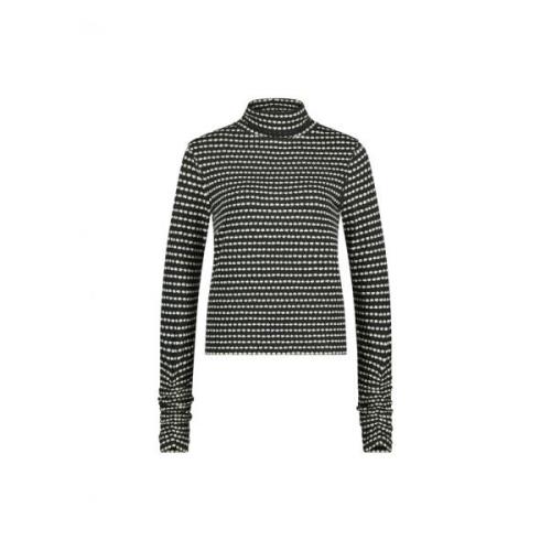 Fabienne Chapot Svart Turtleneck Top med Vit Blomtryck Black, Dam