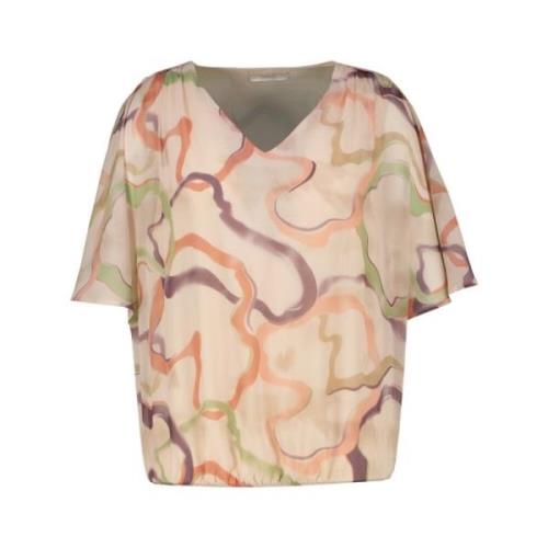 Amélie & Amélie Beige Adaline Top Multicolor, Dam