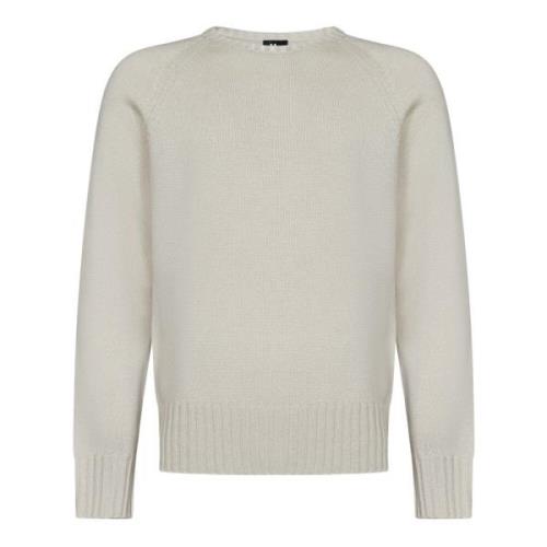 Doppiaa Krämig Ull Cashmere Tröja Raglan White, Herr