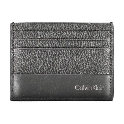 Calvin Klein Svart läderplånbok med kortfack Black, Unisex