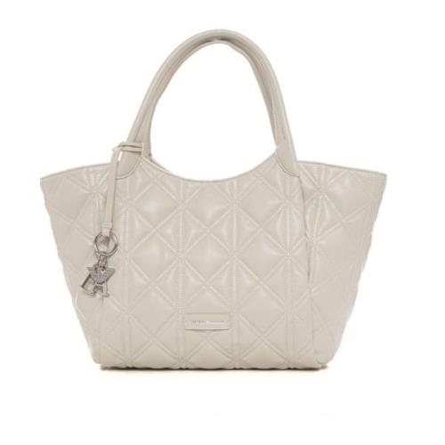 Emporio Armani Quiltad Shoppingväska med Dubbla Handtag Beige, Dam