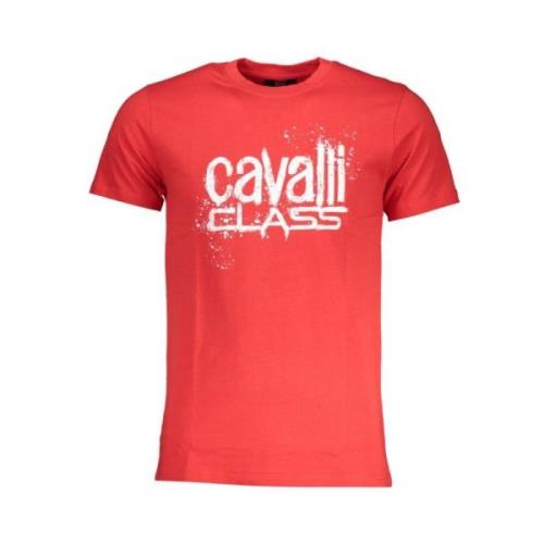 Cavalli Class Röd Bomull Tryck Logo T-Shirt Red, Herr