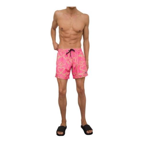 Philipp Plein Teddybjörn Badshorts Fuxia Multicolor, Herr