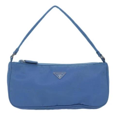 Prada Vintage Pre-owned Tyg kuvertvskor Blue, Dam