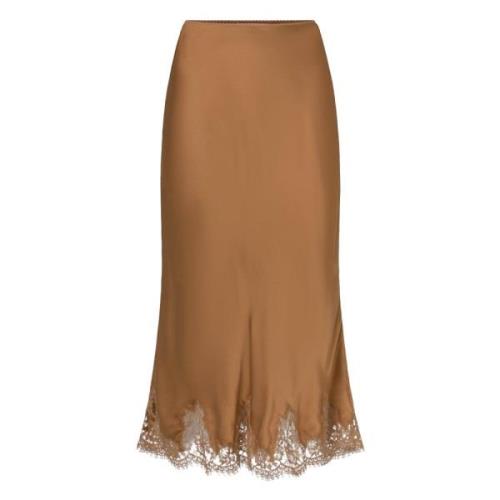 Ermanno Scervino Brun Spets Midi Kjol Brown, Dam