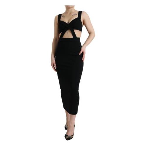 Dolce & Gabbana Svart Bodycon Midi Klänning Black, Dam