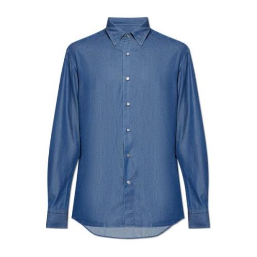 Brioni Bomullsskjorta Blue, Herr