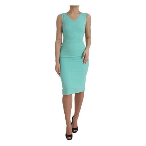 Dolce & Gabbana Grön ärmlös Bodycon Midi Klänning Green, Dam