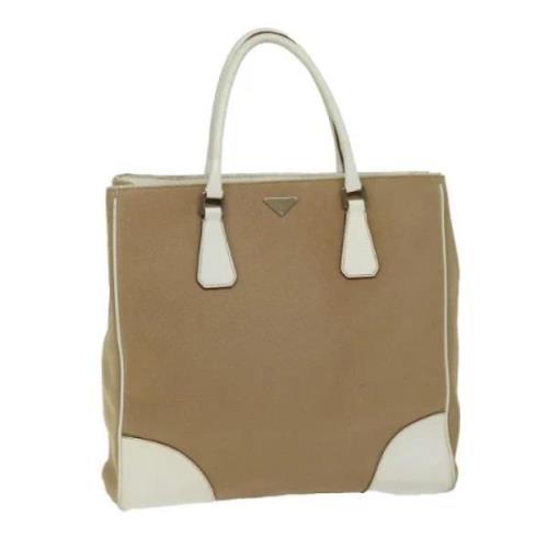 Prada Vintage Pre-owned Canvas totevskor Beige, Dam