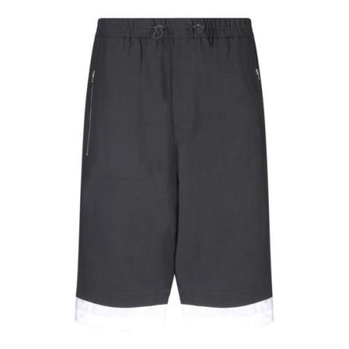 Wales Bonner Svarta Shorts med Kontrastdetalj och Elastisk Midja Black...