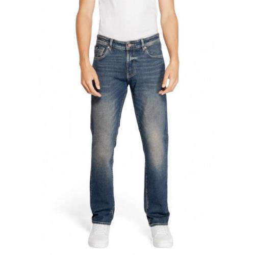 GAS Blå Plain Herr Jeans Dragkedja Knapp Blue, Herr