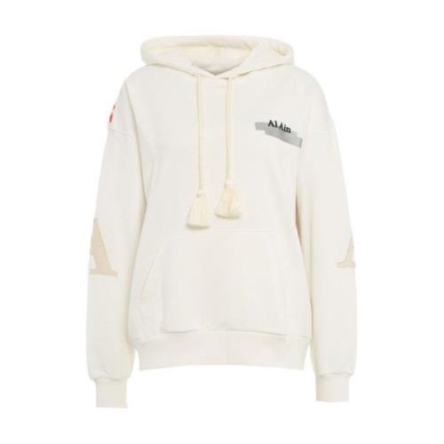 AL AIN Hoodie med baktryck och lappar White, Dam