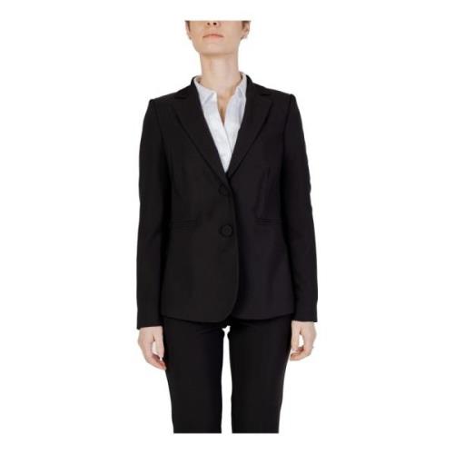 Sandro Ferrone Svart Blazer med Reverskrage Black, Dam