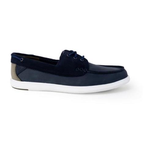 Clarks Blå Läder Slip-On Moccasin för Män Blue, Herr