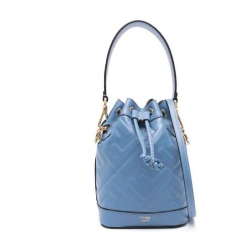 Fendi Ocean Blue Bucketväska med FF-logotyp Blue, Dam