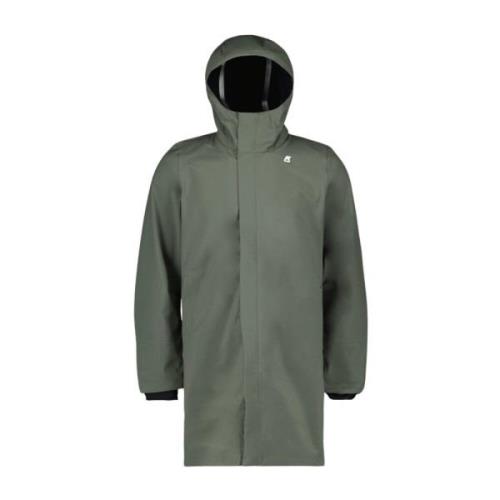 K-Way Fodrad Parka med Hög Krage Green, Herr