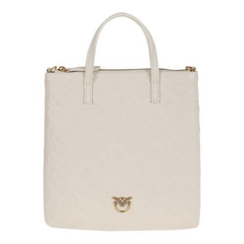 Pinko Silk-touch läder shopper väska med Love Birds Monogram mönster B...