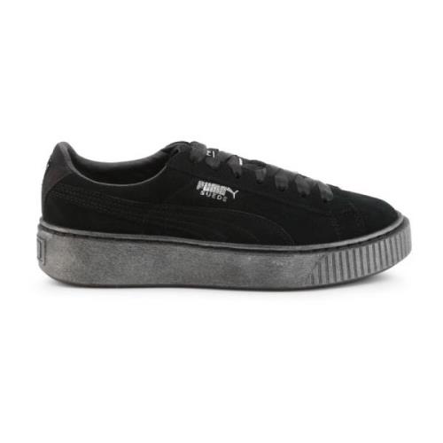 Puma Tyg Läder Sneakers Gummi Sula Rund Tå Black, Dam