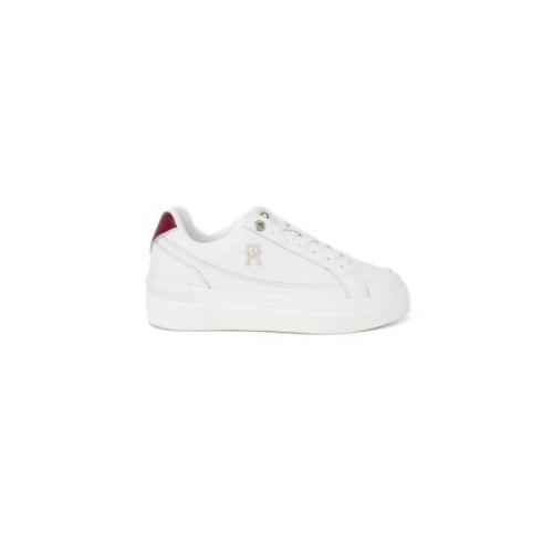 Tommy Hilfiger Bordeaux Läder Sportiga Sneakers White, Dam