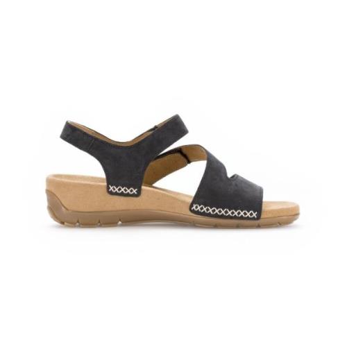 Gabor Blå Nubuck Dam Sandal - Lättvikt Blue, Dam