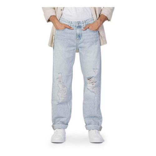 Calvin Klein Jeans Ljusblå Ripped Effekt Jeans Blue, Herr