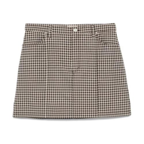 Baum und Pferdgarten Gingham Check Kjol Beige, Dam