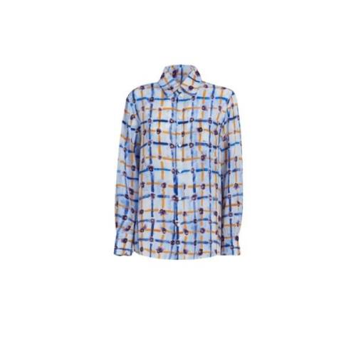 Marni Silke Saraband Print Skjorta Blue, Dam